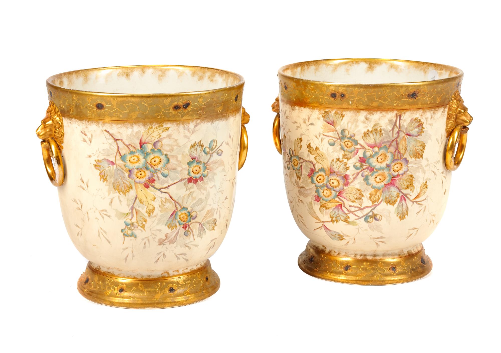 A Pair of Royal Bonn Porcelain Cache Pots