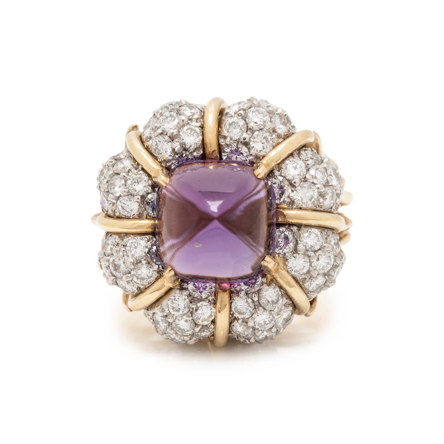 VERDURA, AMETHYST AND DIAMOND RING