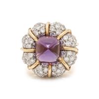 VERDURA, AMETHYST AND DIAMOND RING