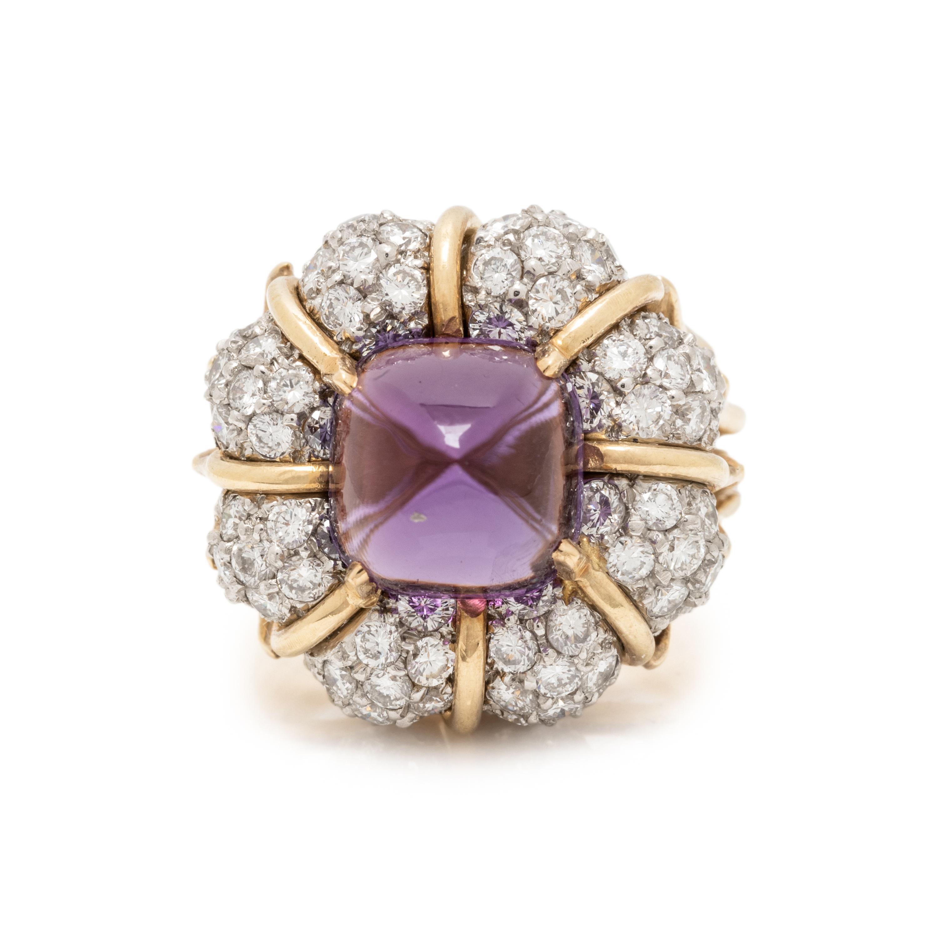 VERDURA, AMETHYST AND DIAMOND RING