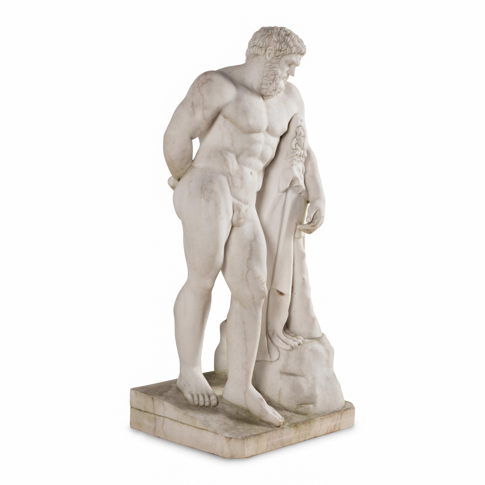 A Large Carved Marble Model of the Farnese Hercules