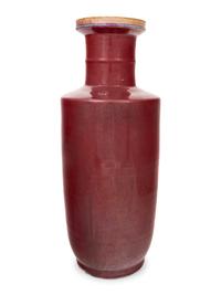 A Large Chinese Sang-de-Boeuf Glazed Porcelain Rouleau Vase