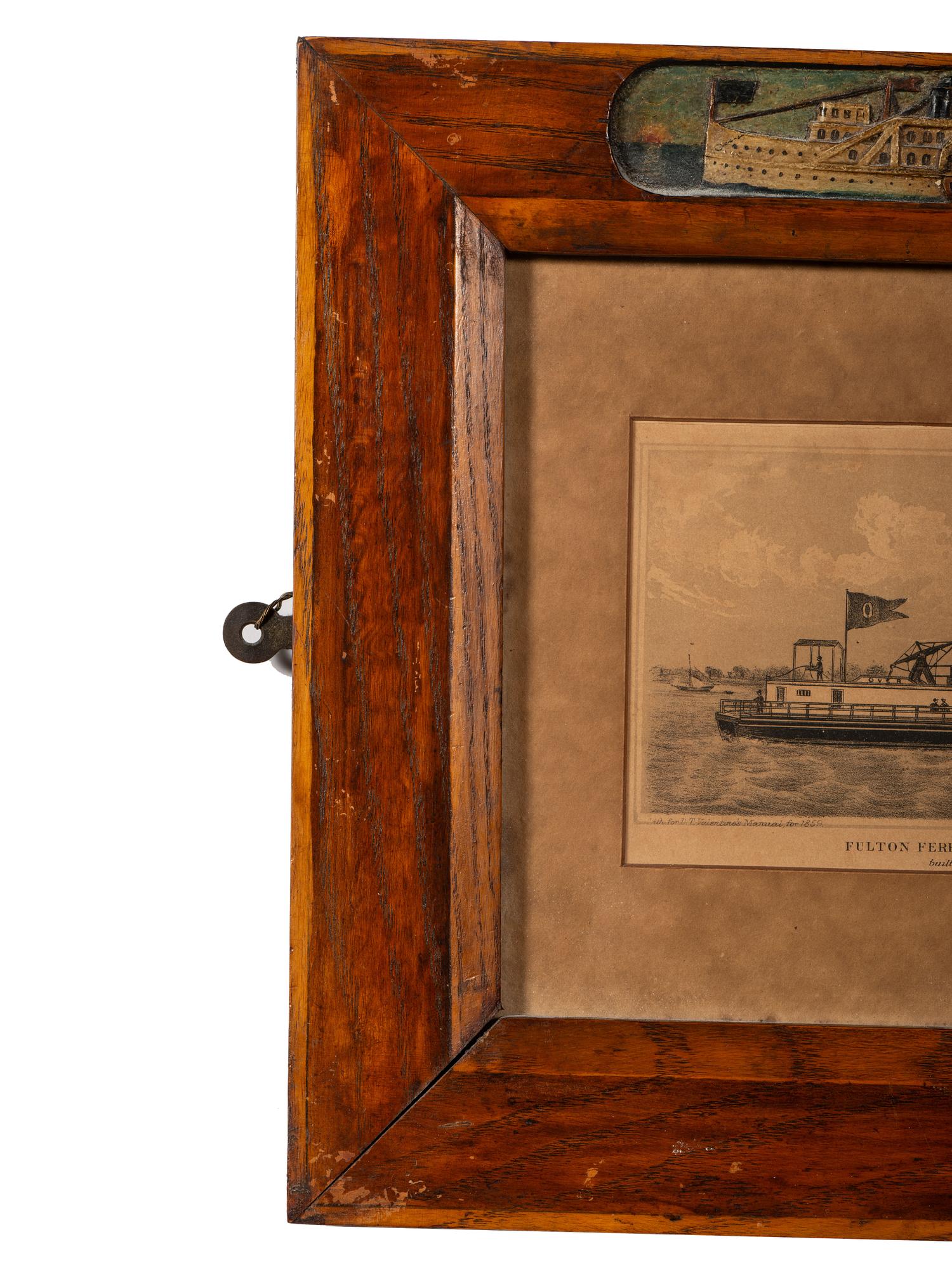 A Folk Art Carved and Painted Wood Frame