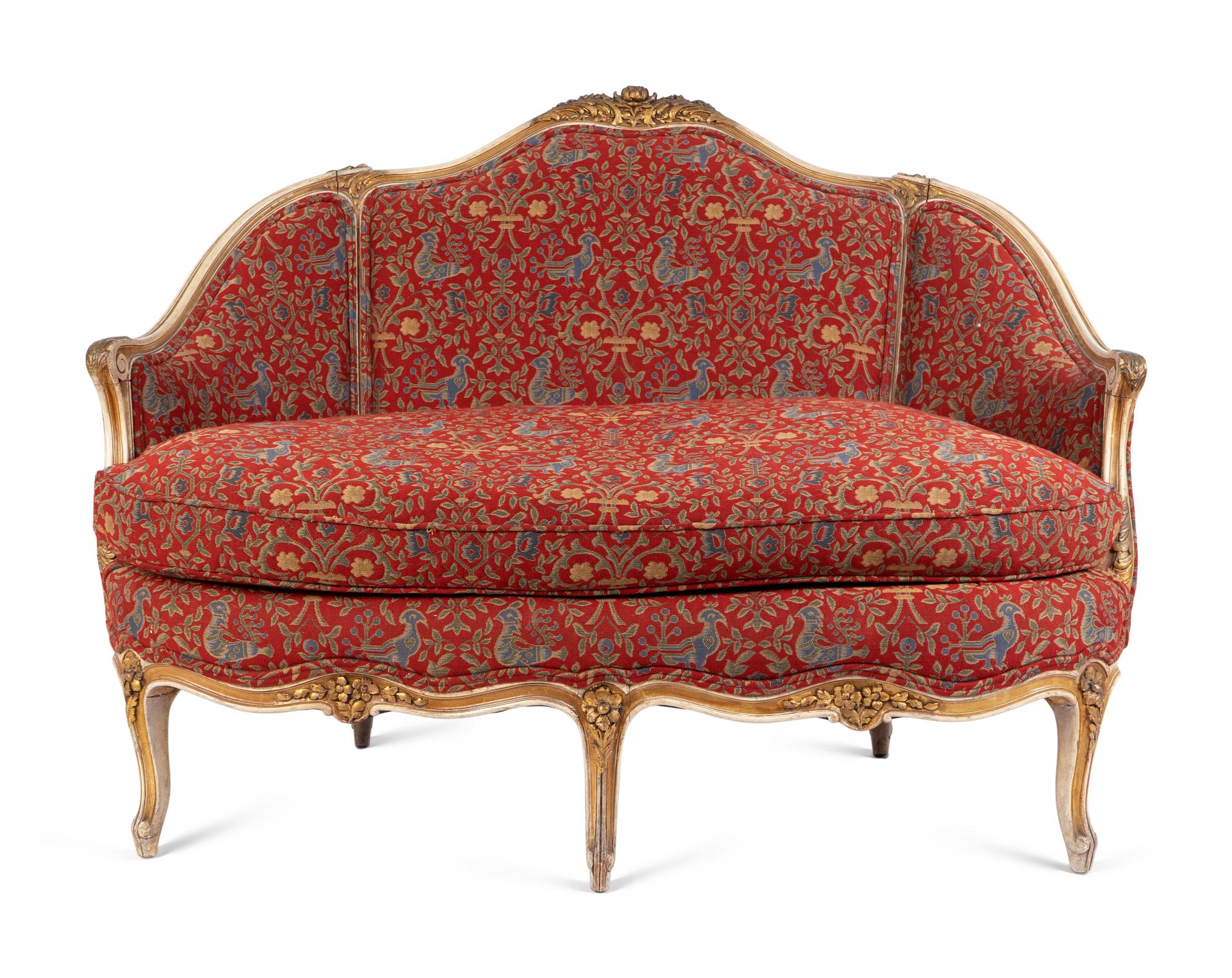 A Louis XV Style Carved Mahogany Canape — 19TH CENTURY