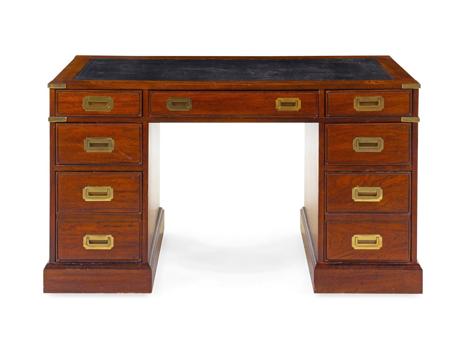 A George III Style Brass Mounted Campaign Desk