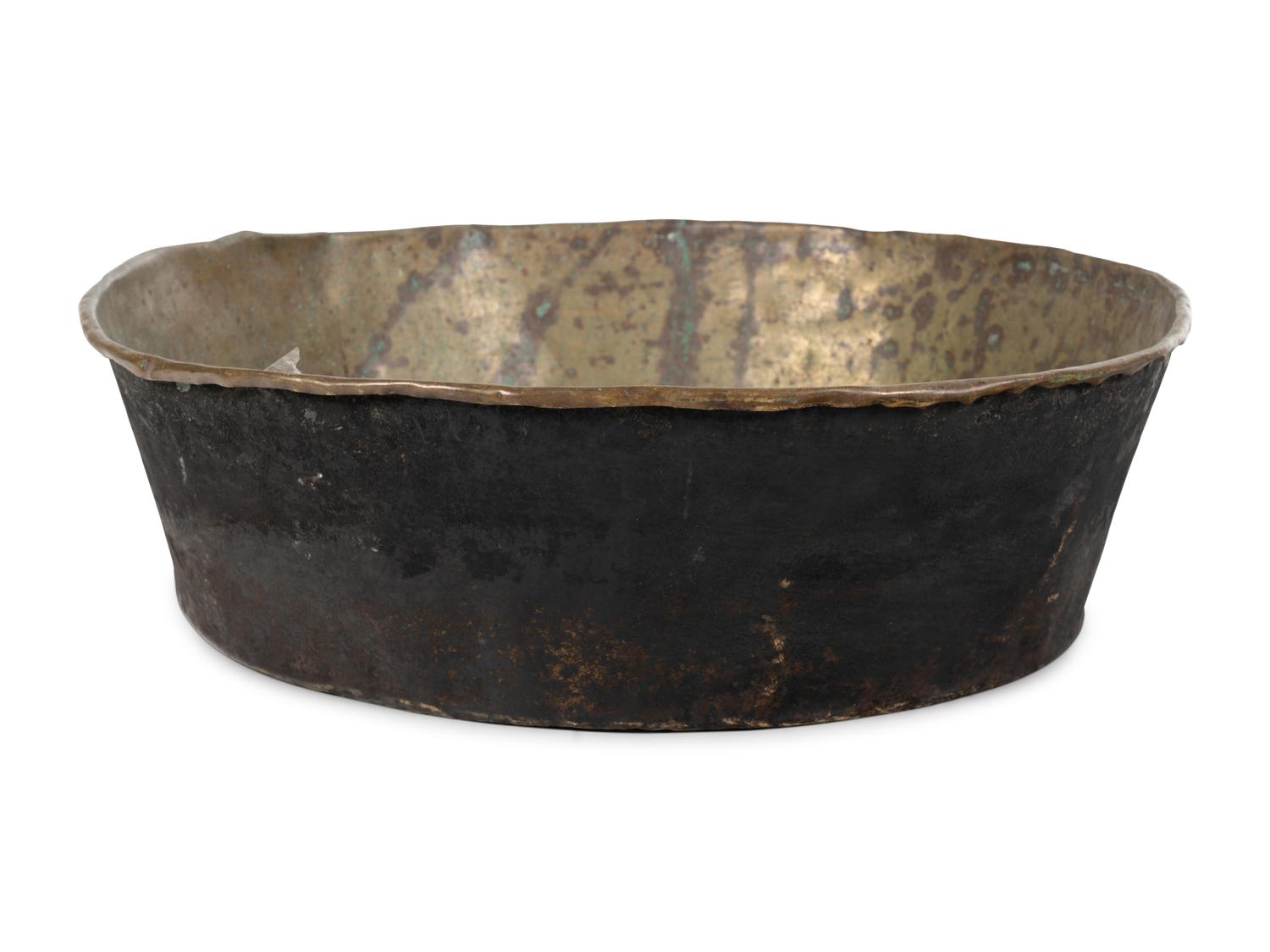 A Large English Brass Basin
