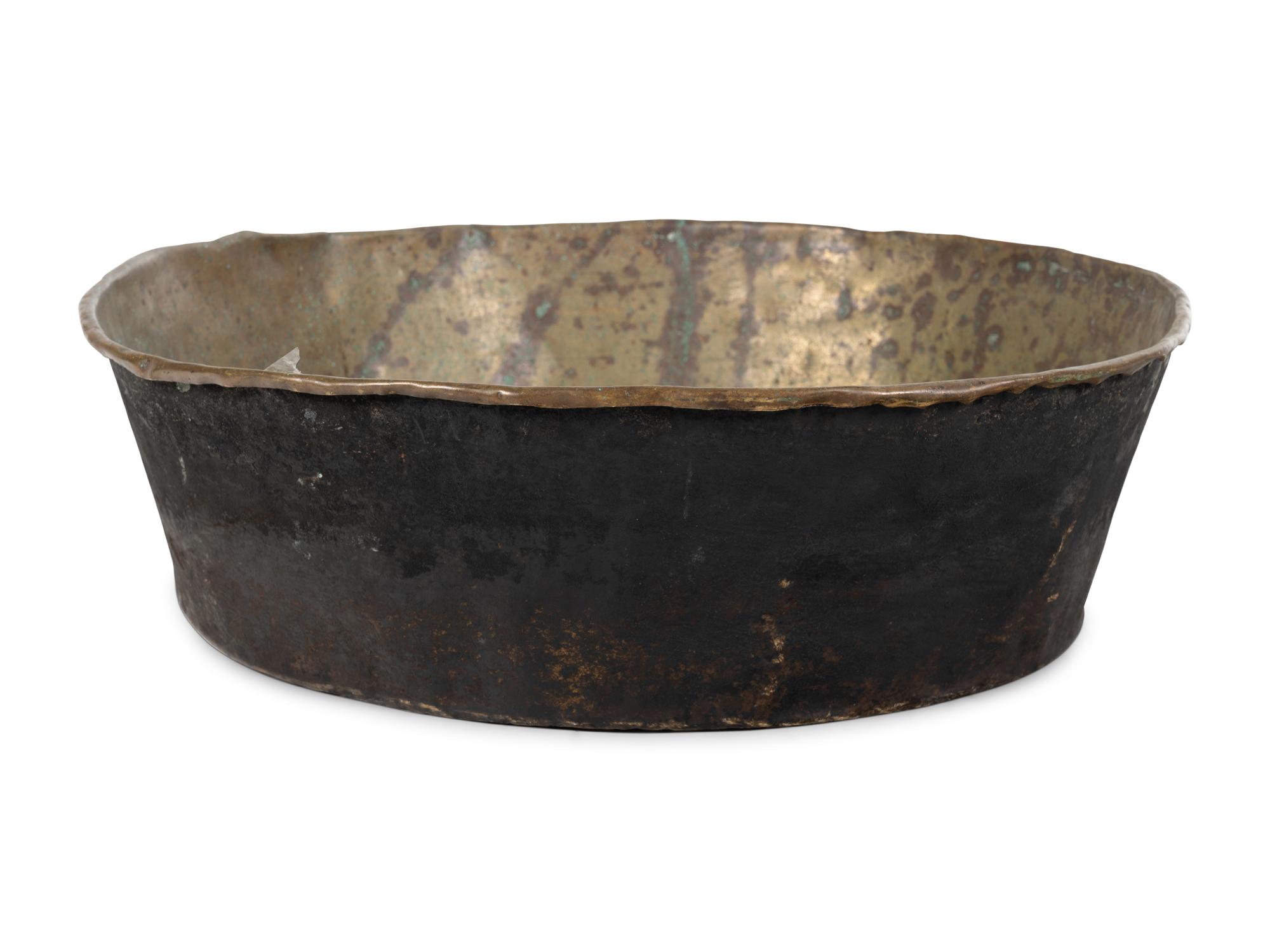 A Large English Brass Basin