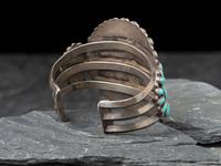 Zuni Silver and Turquoise Cluster Cuff Bracelet