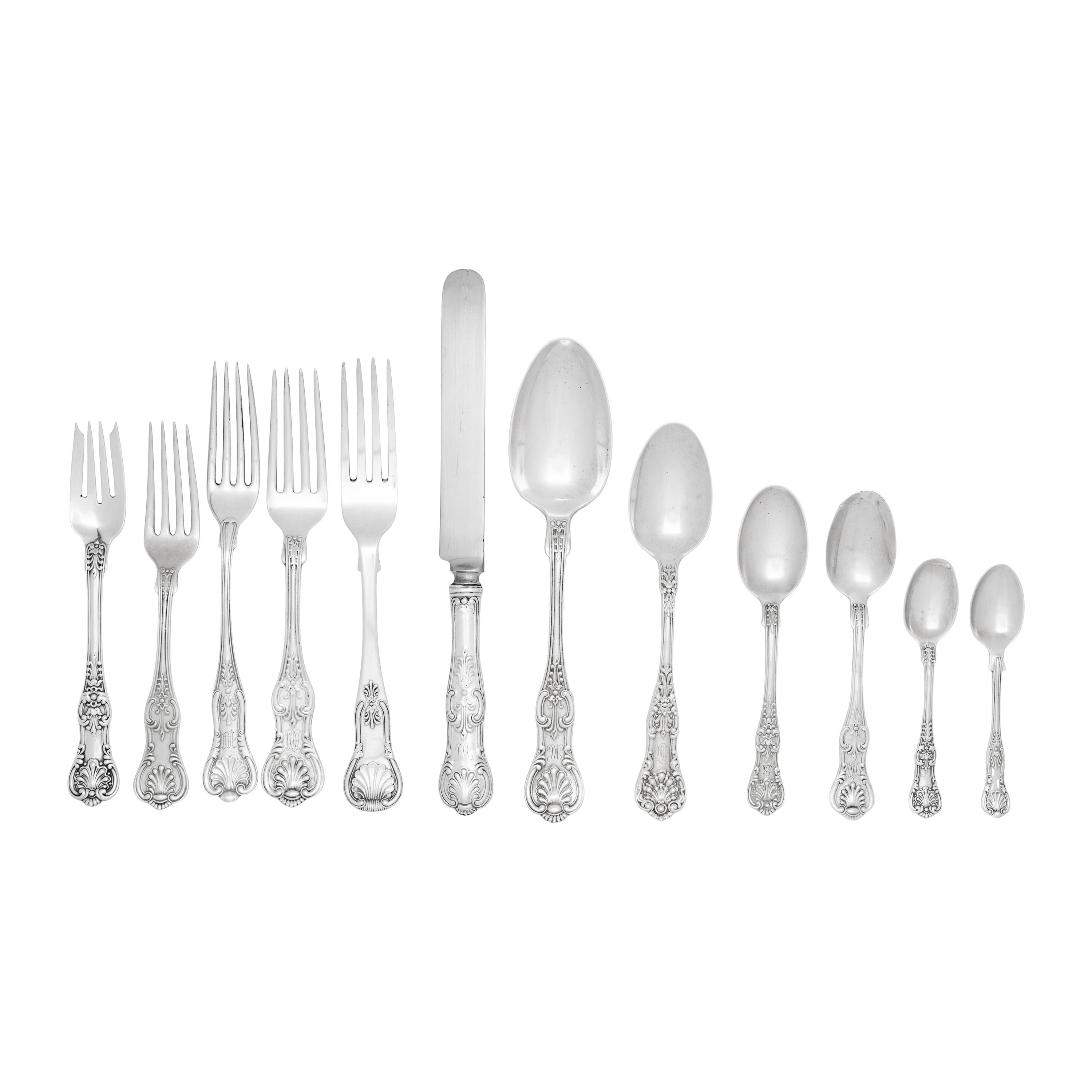 An Assembled Silver Kings Pattern Flatware Service