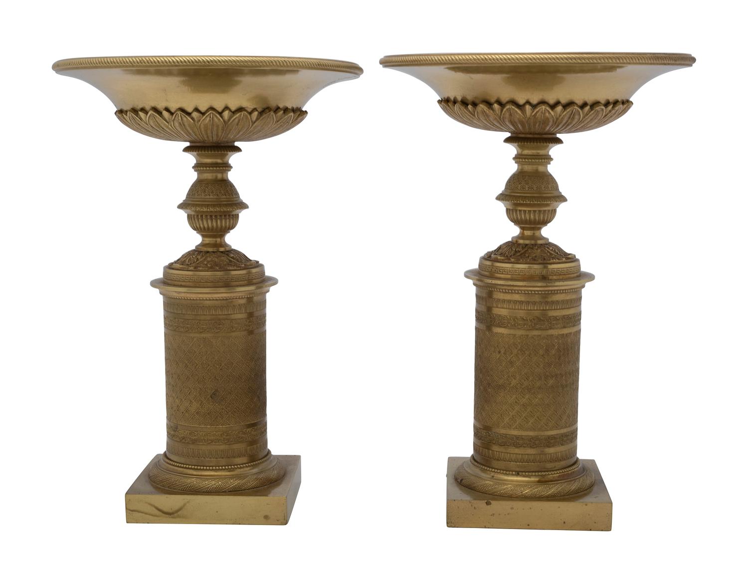 A Pair of French Neoclassical Brass Tazze