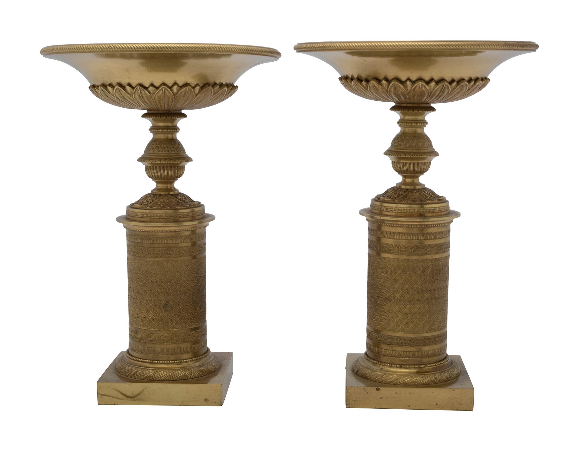 A Pair of French Neoclassical Brass Tazze