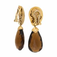 Yvel, Smoky Quartz and Yellow Gold Earrings