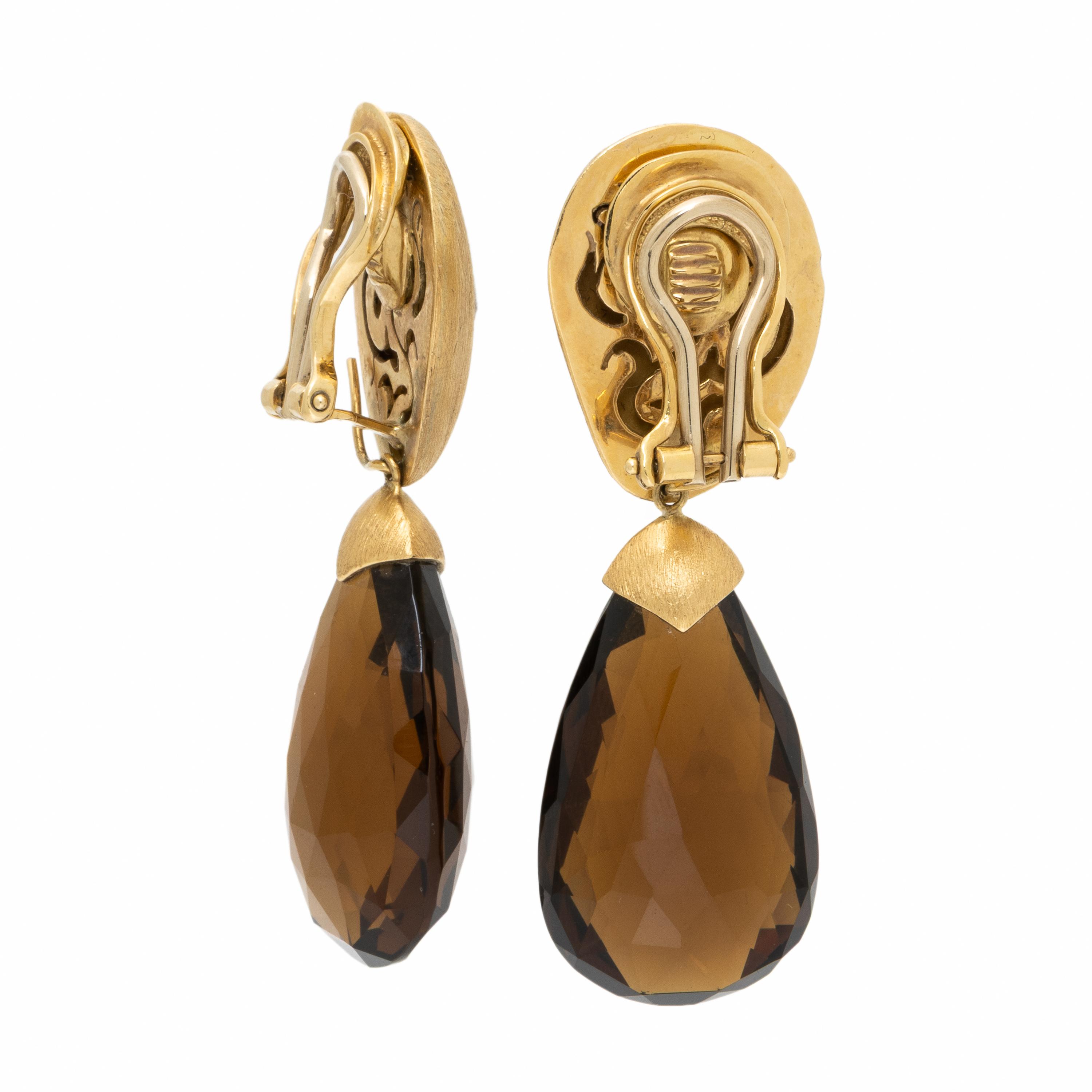 Yvel, Smoky Quartz and Yellow Gold Earrings