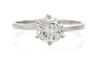 A 14 Karat White Gold and Diamond Solitaire Ring, 1.20 dwts.