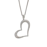 Diamond and White Gold Heart Pendant Necklace