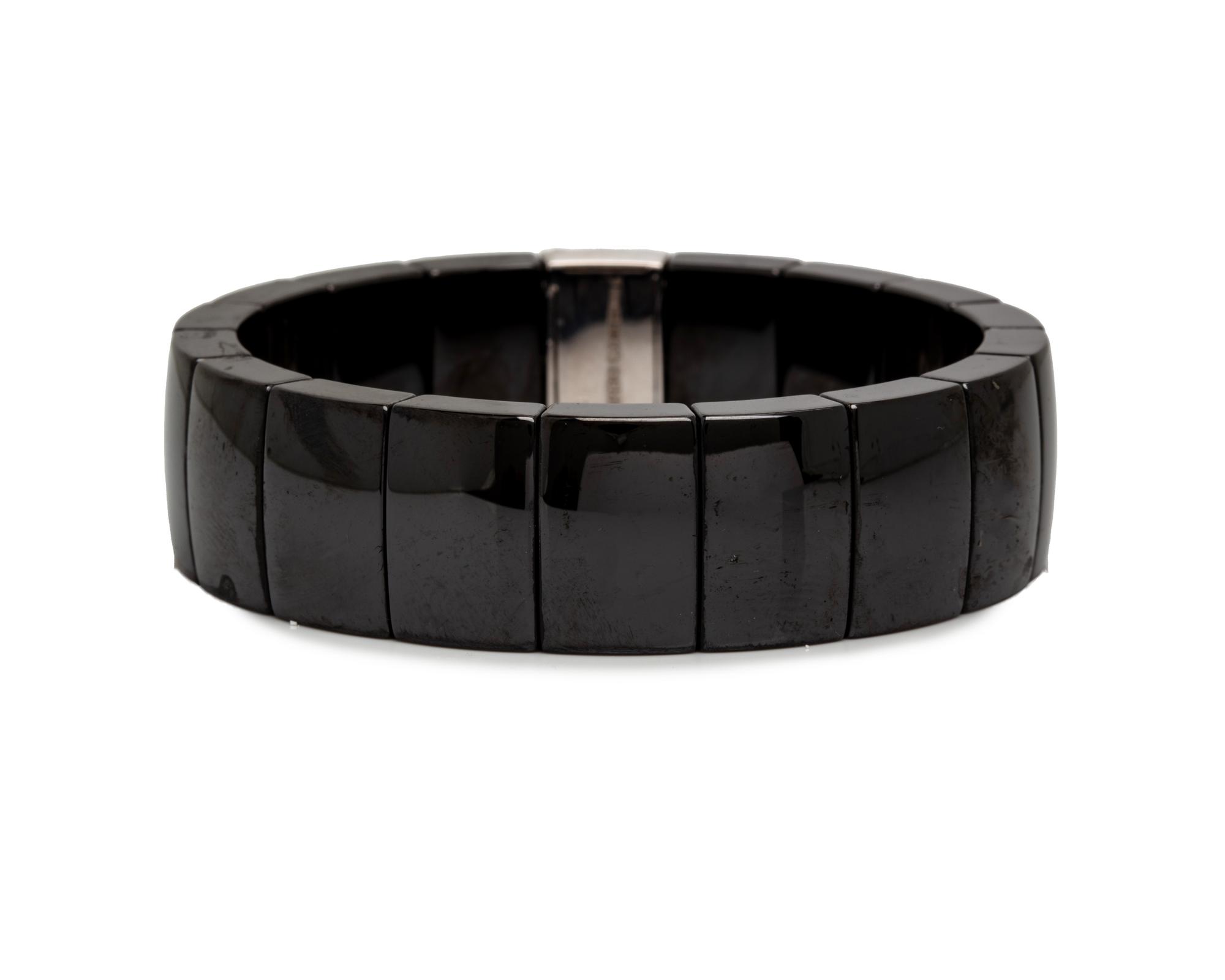 ROBERTO DEMEGLIO, CERAMIC AND DIAMOND STRETCH BRACELET