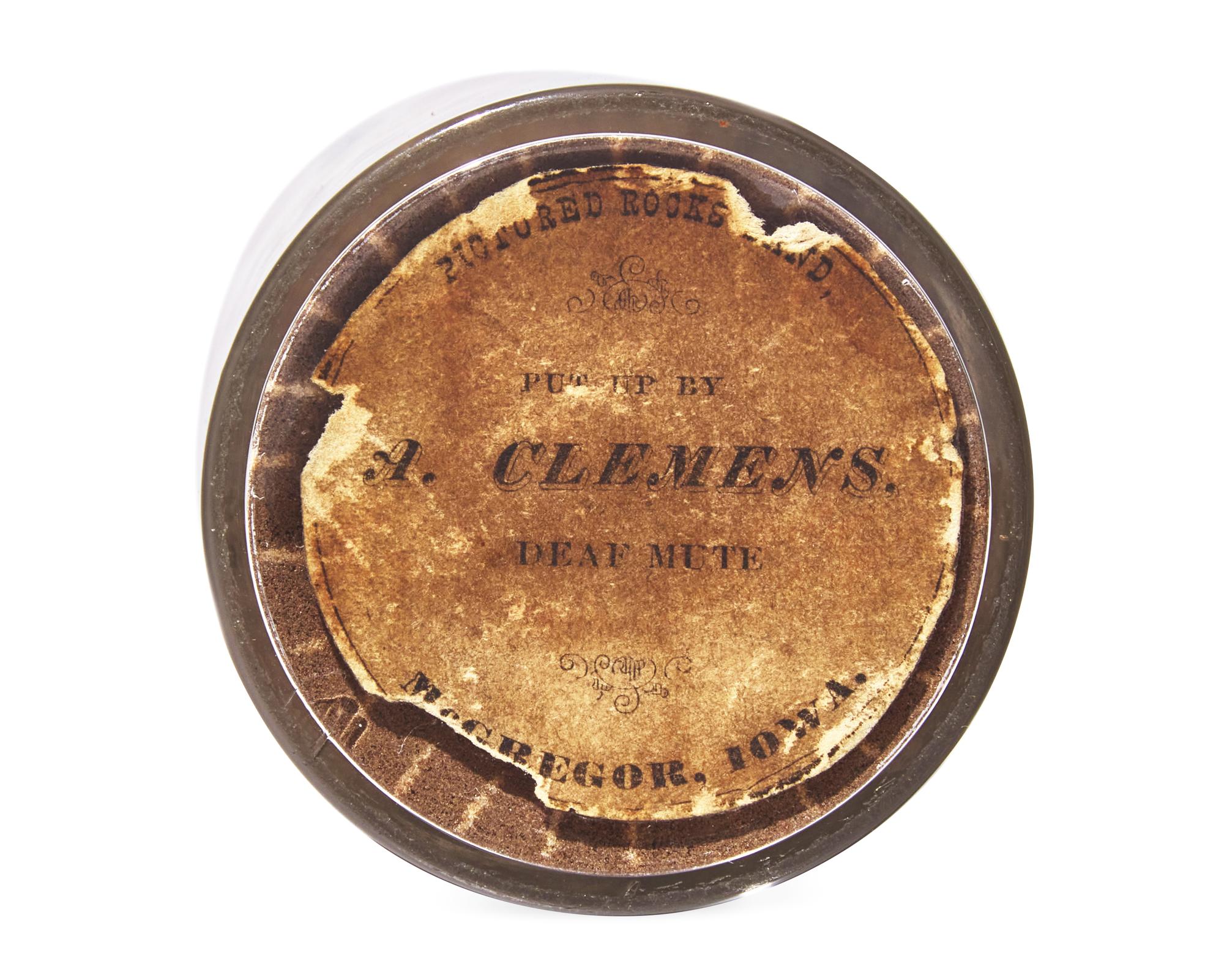 A Sand Art Bottle, Andrew Clemens (1857-1894), McGregor, Iowa, Dated "1877"