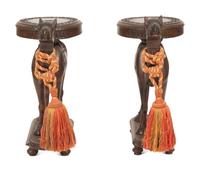 A Pair of Carved Wood Camel-Form Side Tables