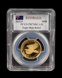 An Australia 2015-P Wedge-Tailed Eagle $100 High Relief Gold Proof