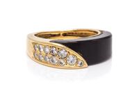 A Yellow Gold, Onyx and Diamond Ring, 2.60 dwts.