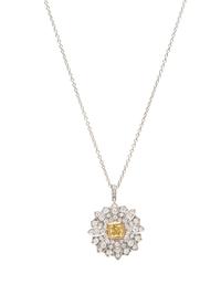 TIFFANY & CO., YELLOW DIAMOND AND DIAMOND 'DAISY' PENDANT/NECKLACE