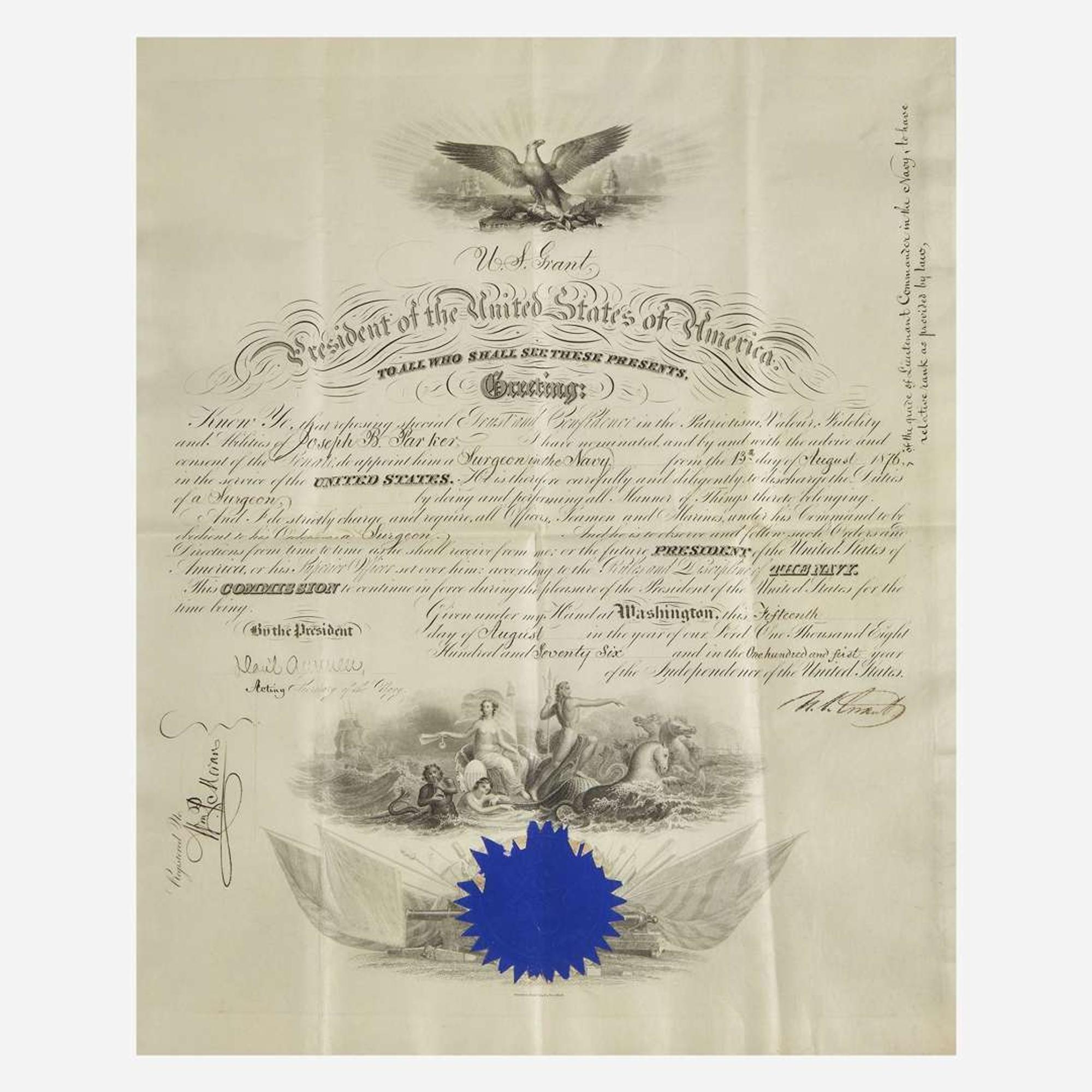 [Presidential] Grant, Ulysses S. Signed Military Commission