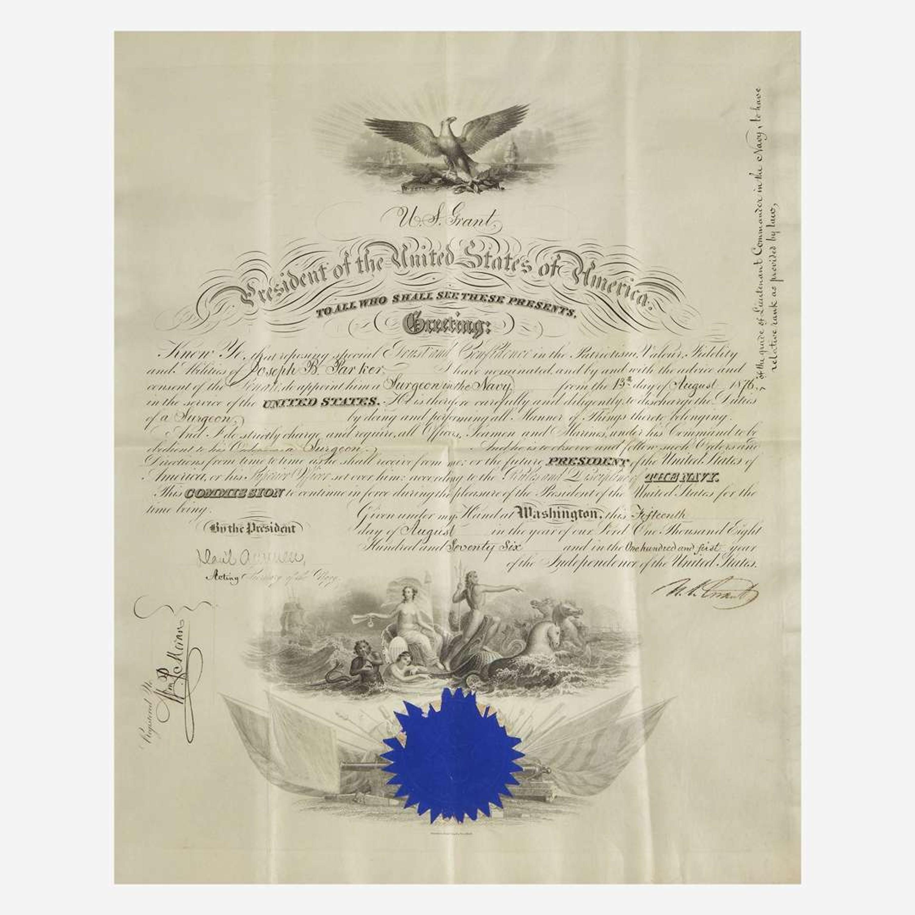 [Presidential] Grant, Ulysses S. Signed Military Commission