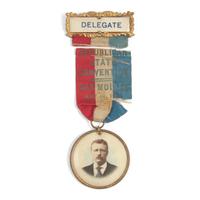 [Presidential] [Roosevelt, Theodore] 1904 Republican State Convention badge featuring cello portrait of Theodore Roosevelt