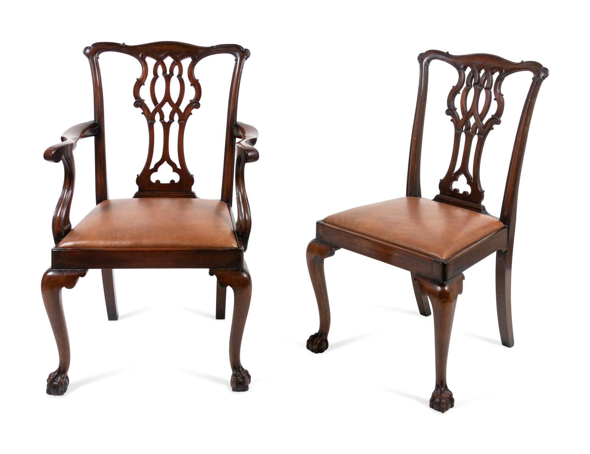Two George III Style Carved Mahogany Chairs