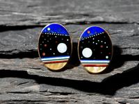 14K Gold and Mosaic Inlay Clip Earrings