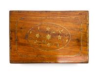 A Victorian Brass Inlaid Fruitwood Stationery Box