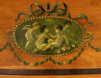 A Pair of Edwardian Paint-Decorated Satinwood Five-Drawer Chests