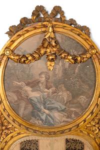 A Louis XVI Style Giltwood Three-Panel Floor Screen