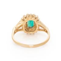 SYNTHETIC EMERALD AND DIAMOND RING