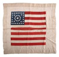 [AMERICANA -- TEXTILES]. A group of 13 handkerchiefs and other textiles commemorating the Centennial, the Founding Fathers, and other patriotic themes, including:
