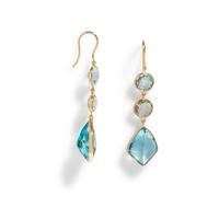 YELLOW GOLD, TOPAZ AND QUARTZ EARRINGS