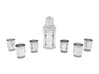 An American Silver-Plate Cocktail Shaker and Six Cocktail Cups