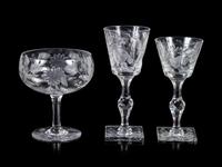 A Group of American Cut and Etched Glass Stemware