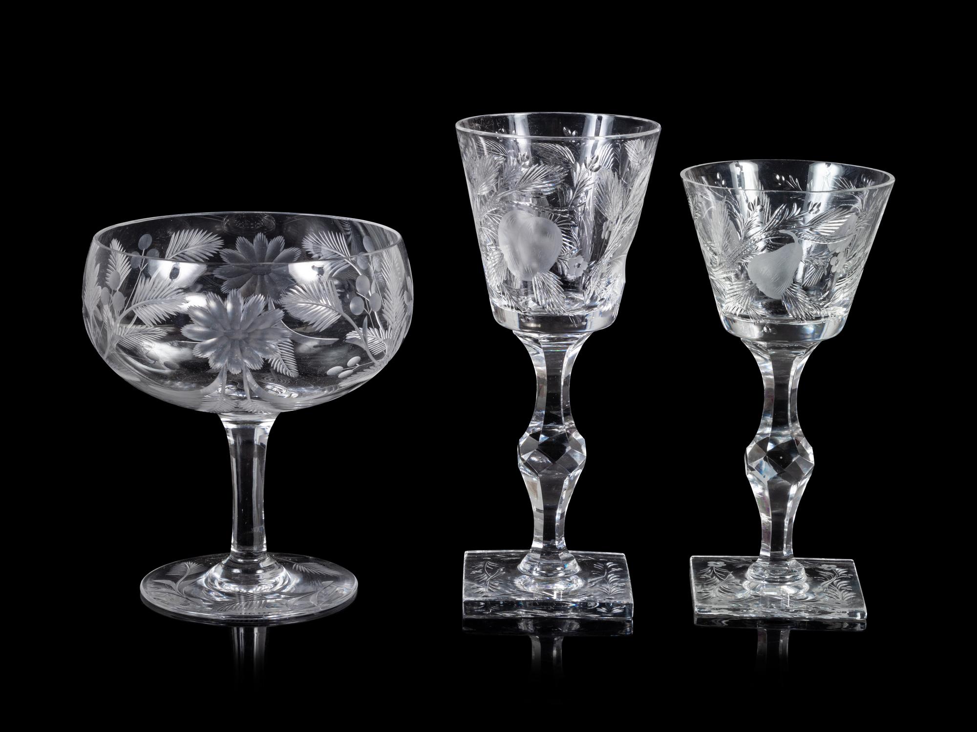 A Group of American Cut and Etched Glass Stemware