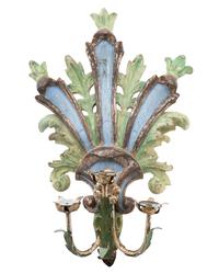 An Italian Painted Wood and Tole Three-Light Candle Sconce