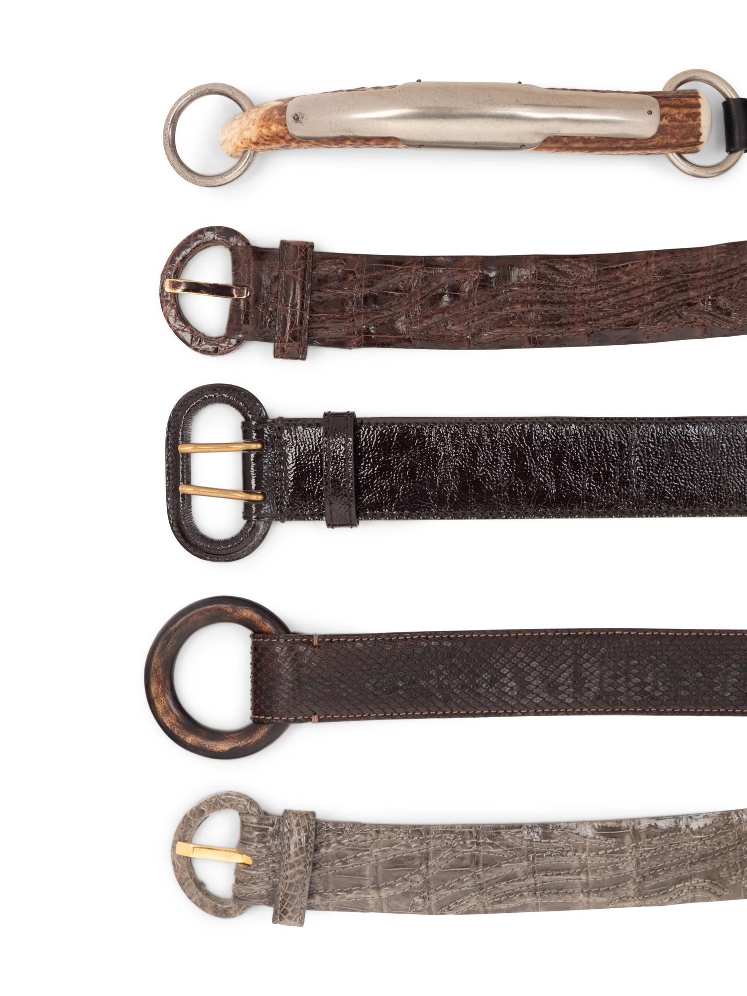 Five Belts: Two Yves Saint Laurent, Two Nancy Gonzales, One Loro Piana