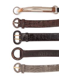 Five Belts: Two Yves Saint Laurent, Two Nancy Gonzales, One Loro Piana