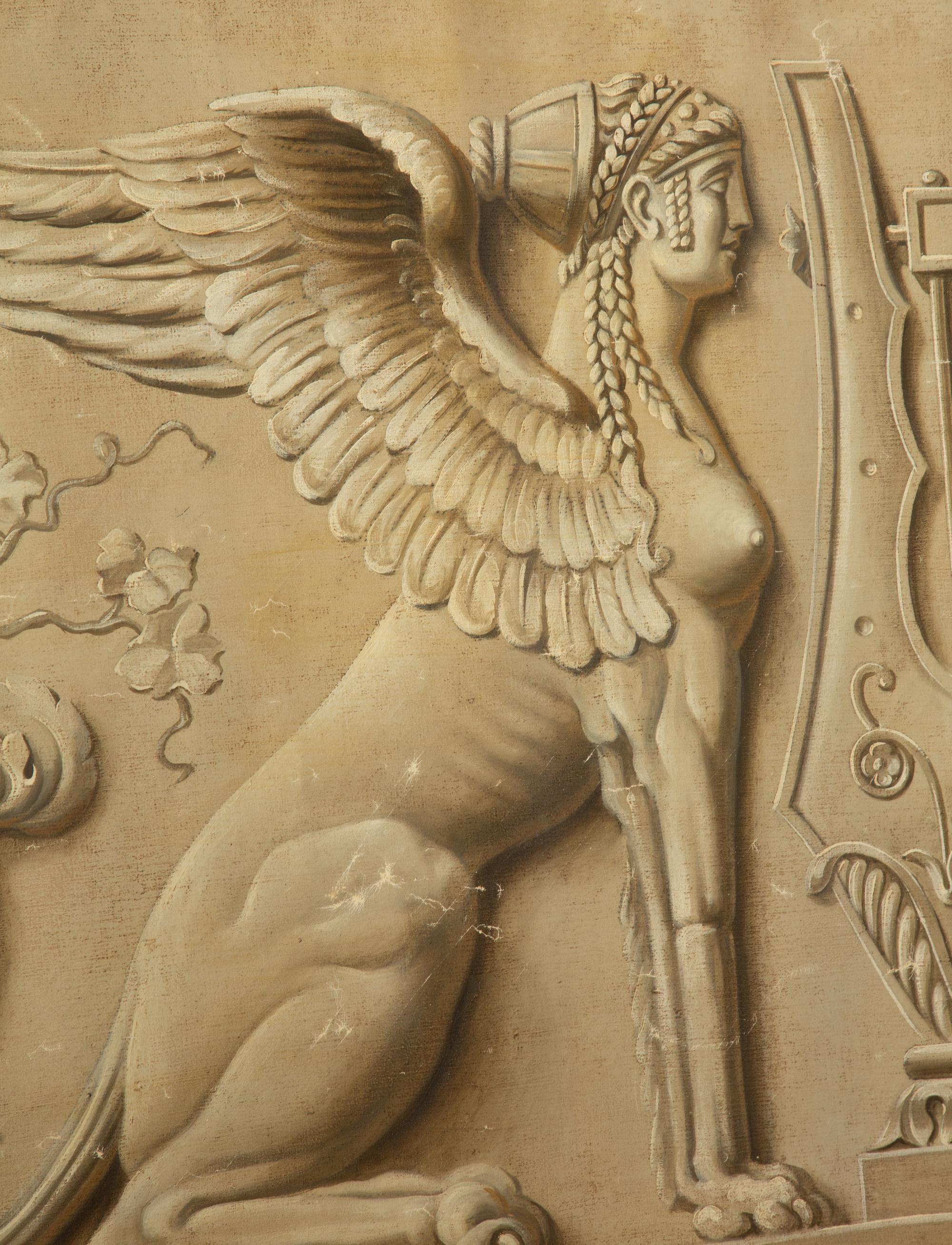 Three Neoclassical Painted Canvas Panels
