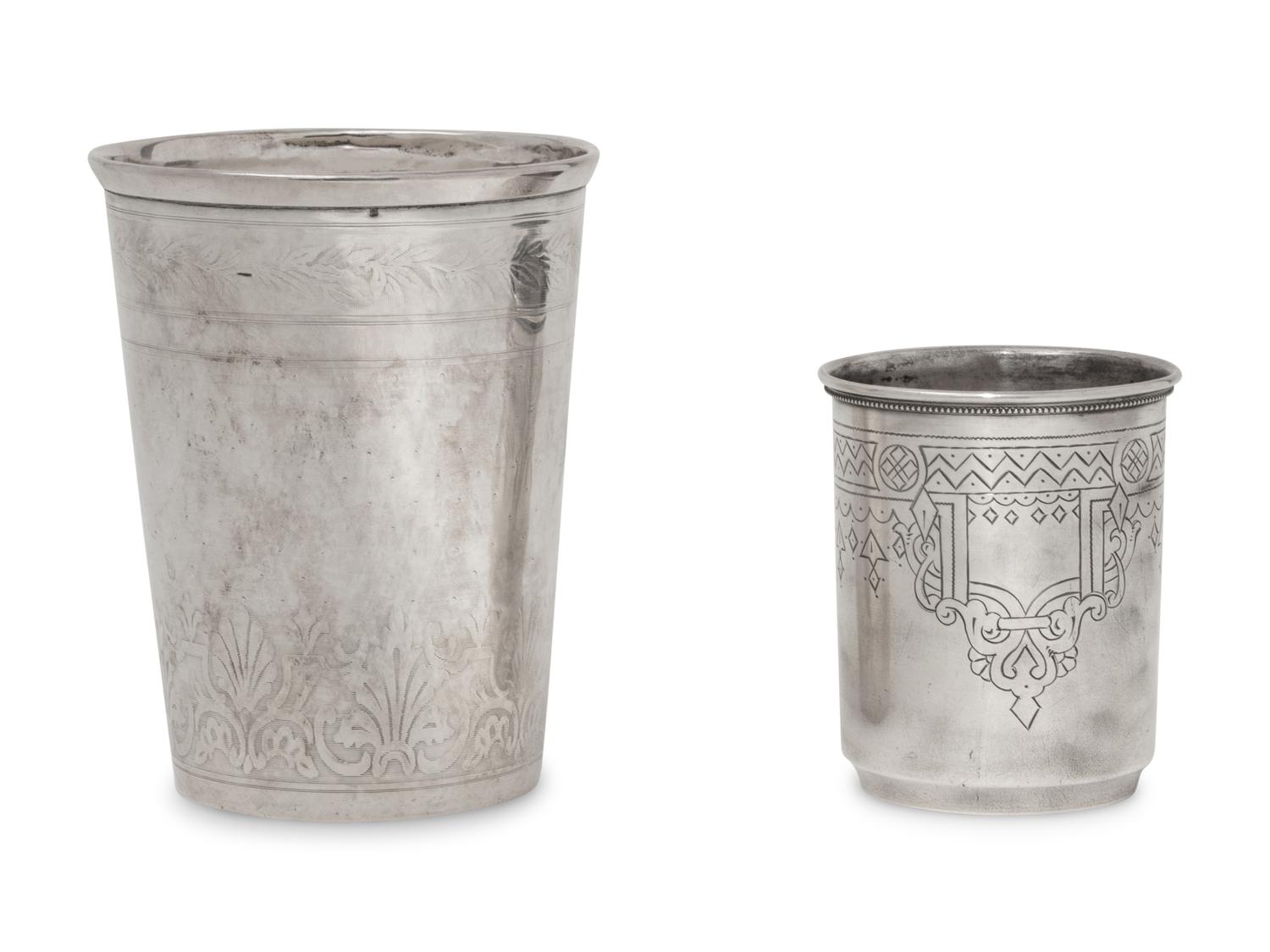 Two Continental Silver Beakers