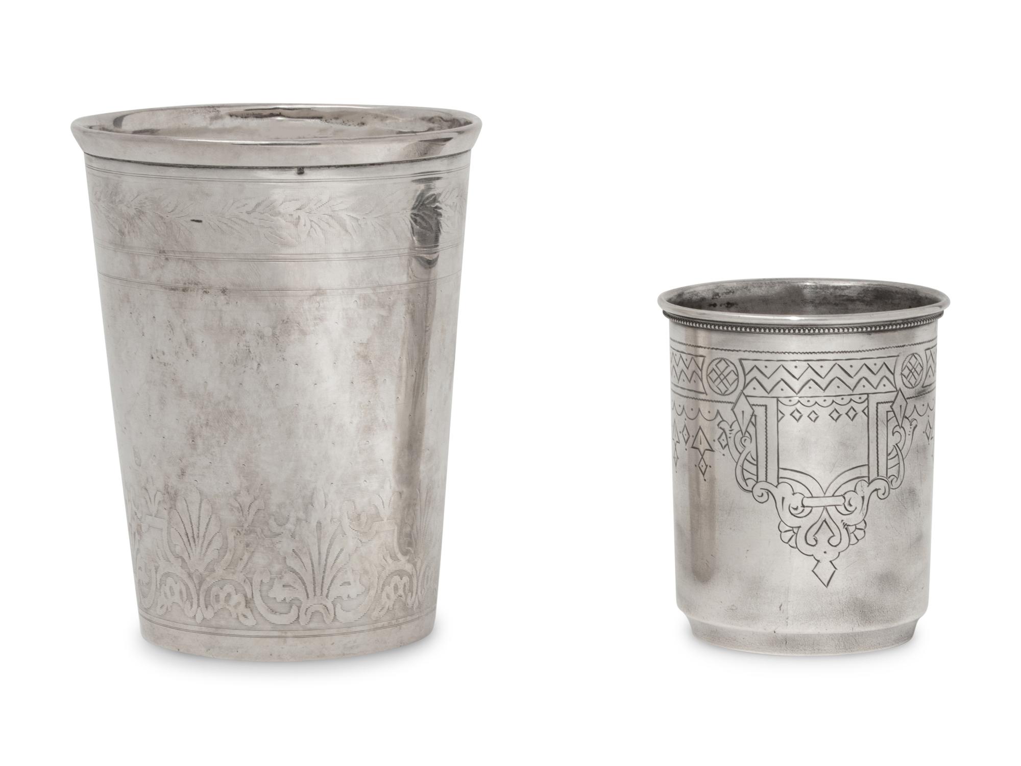 Two Continental Silver Beakers