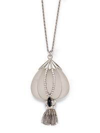 ROCK CRYSTAL, DIAMOND AND ONYX PENDANT/NECKLACE