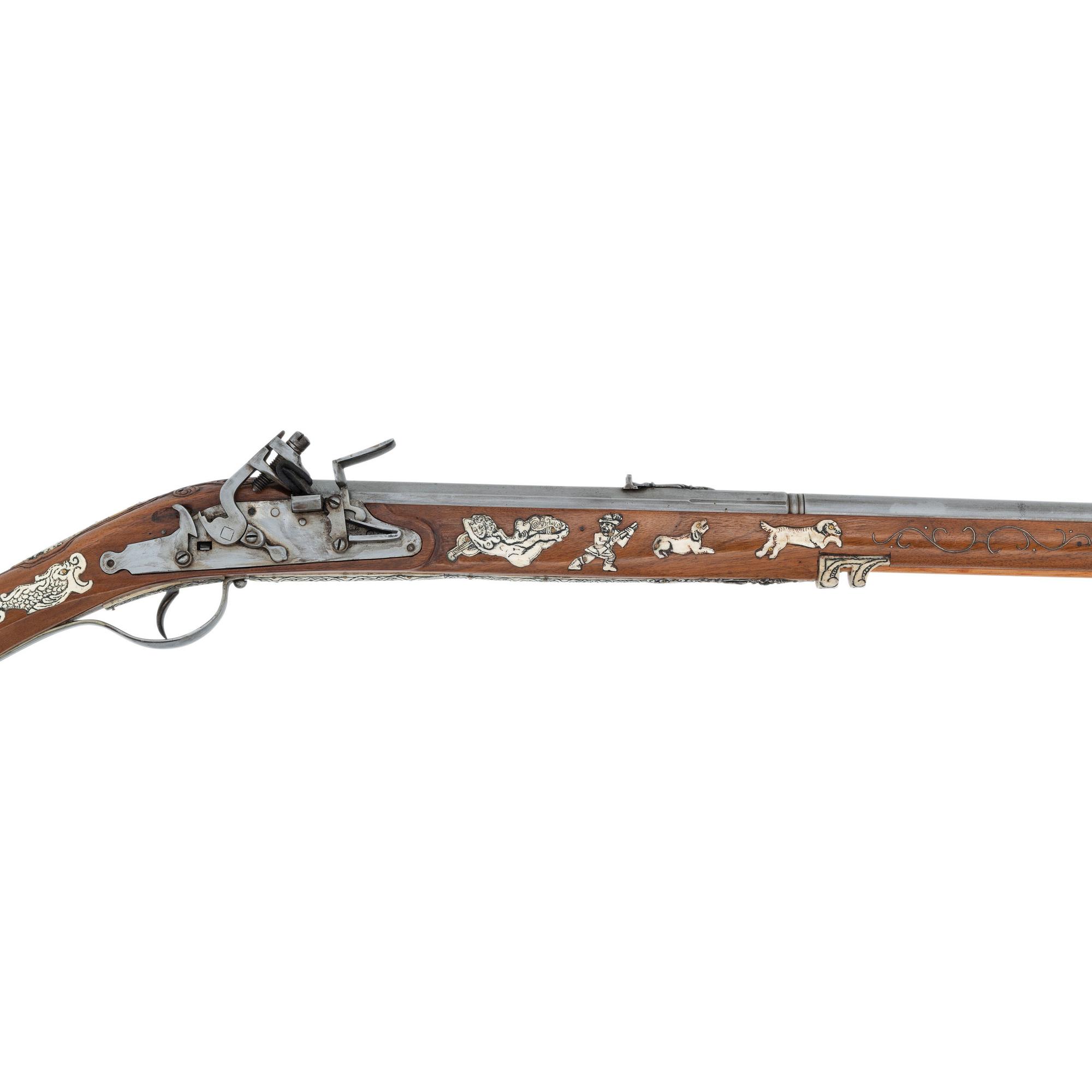 Contemporary Flintlock Musket with Folkloric Hunting Motifs