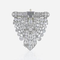 An art deco, platinum and diamond dress clip - pendant, and necklace