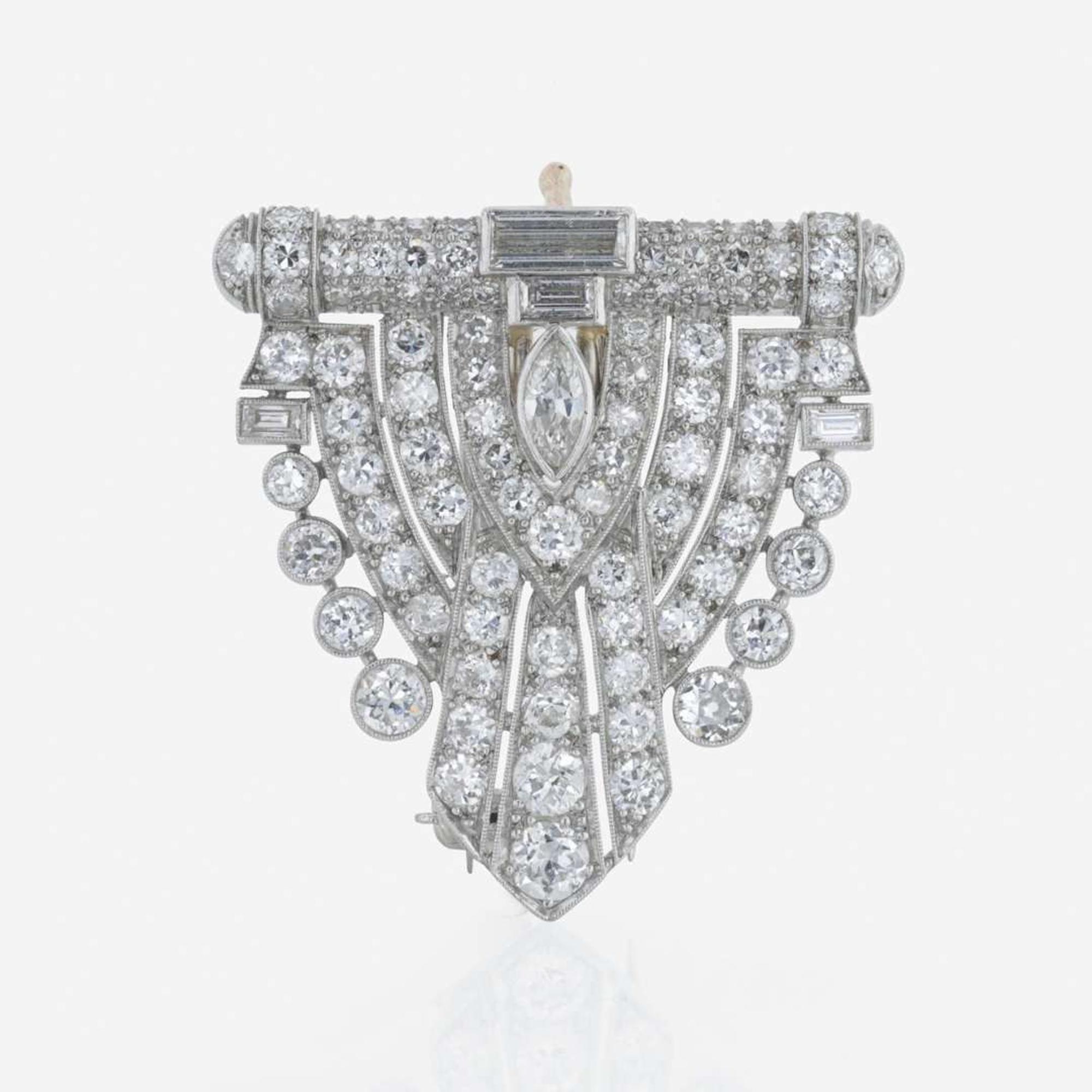 An art deco, platinum and diamond dress clip - pendant, and necklace