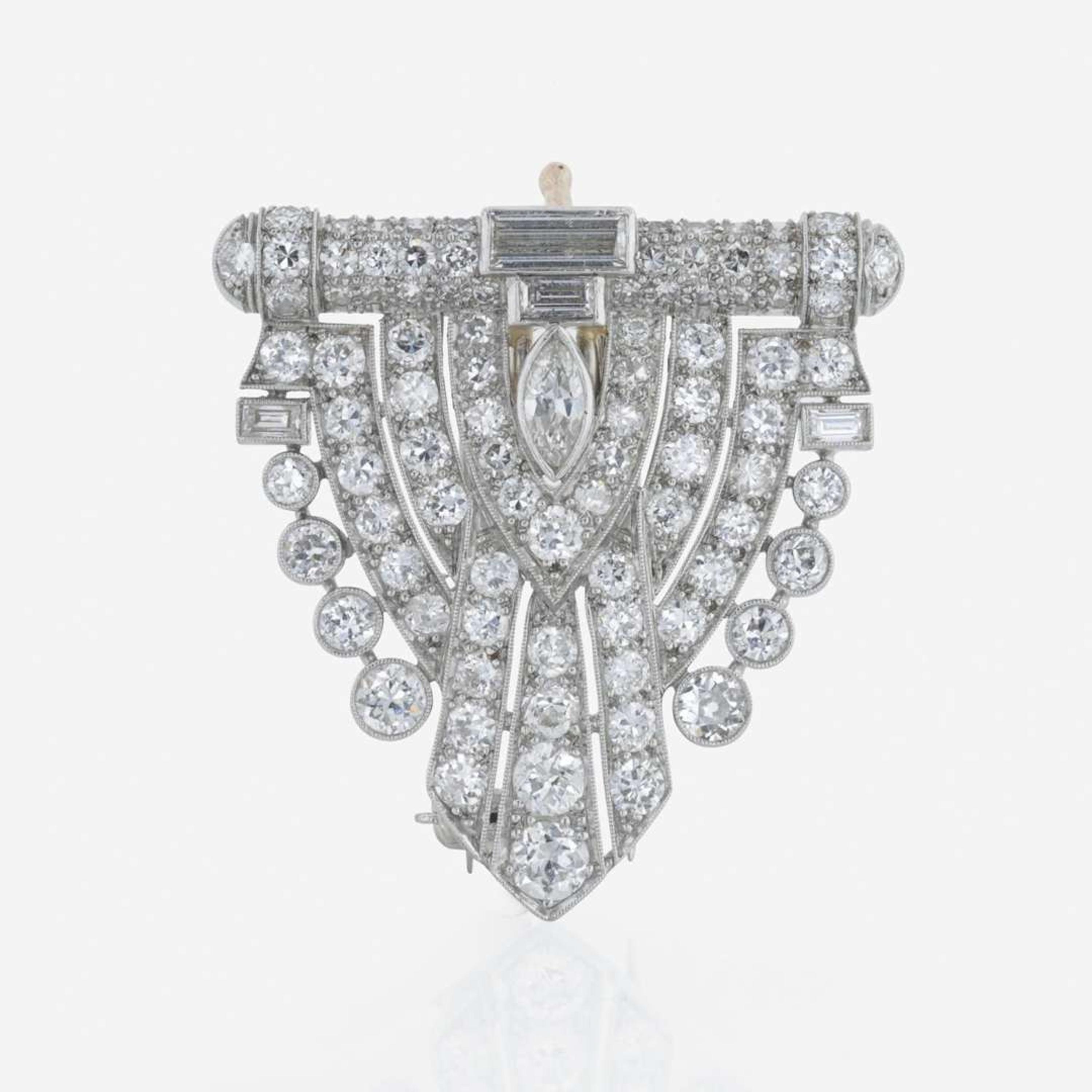 An art deco, platinum and diamond dress clip - pendant, and necklace